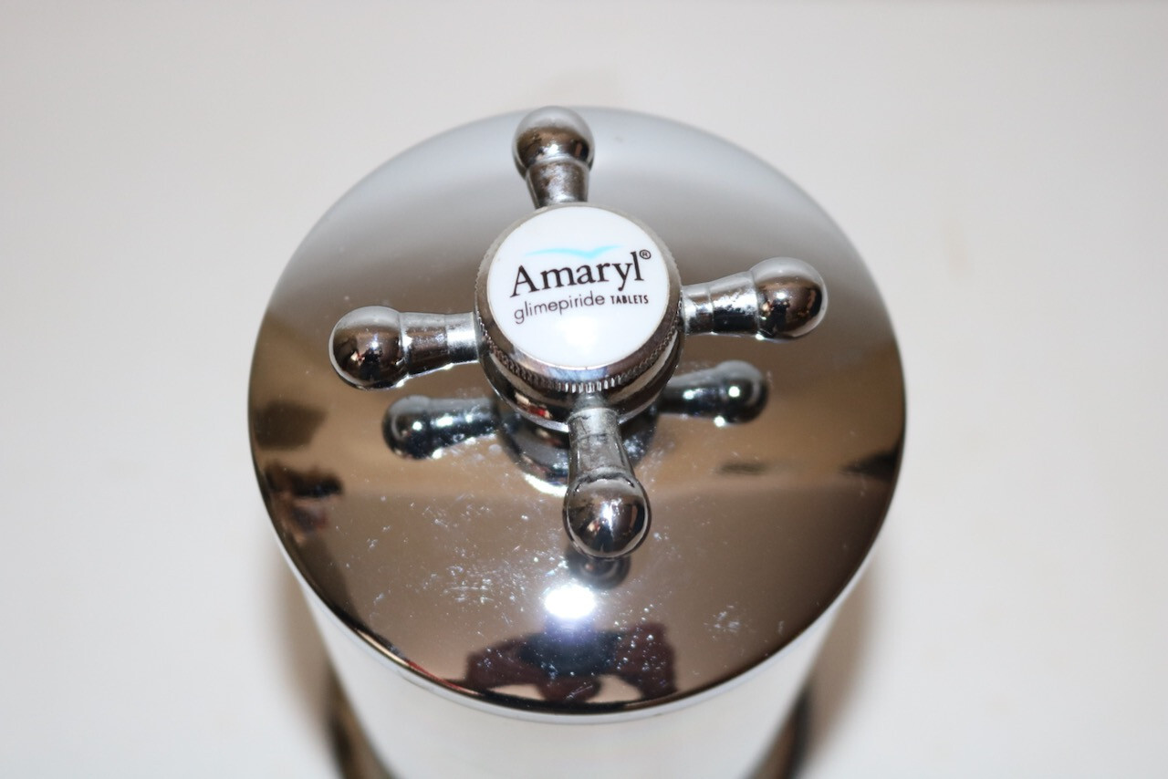 AMARYL pharmacy doctor promo lucite cotton ball holder