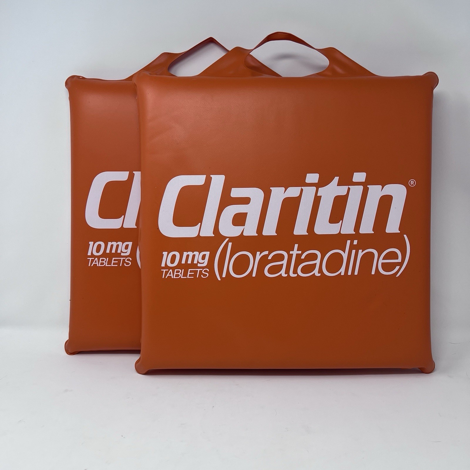 2 Claritin Plastic Stadium Cushions Advertising Promotional