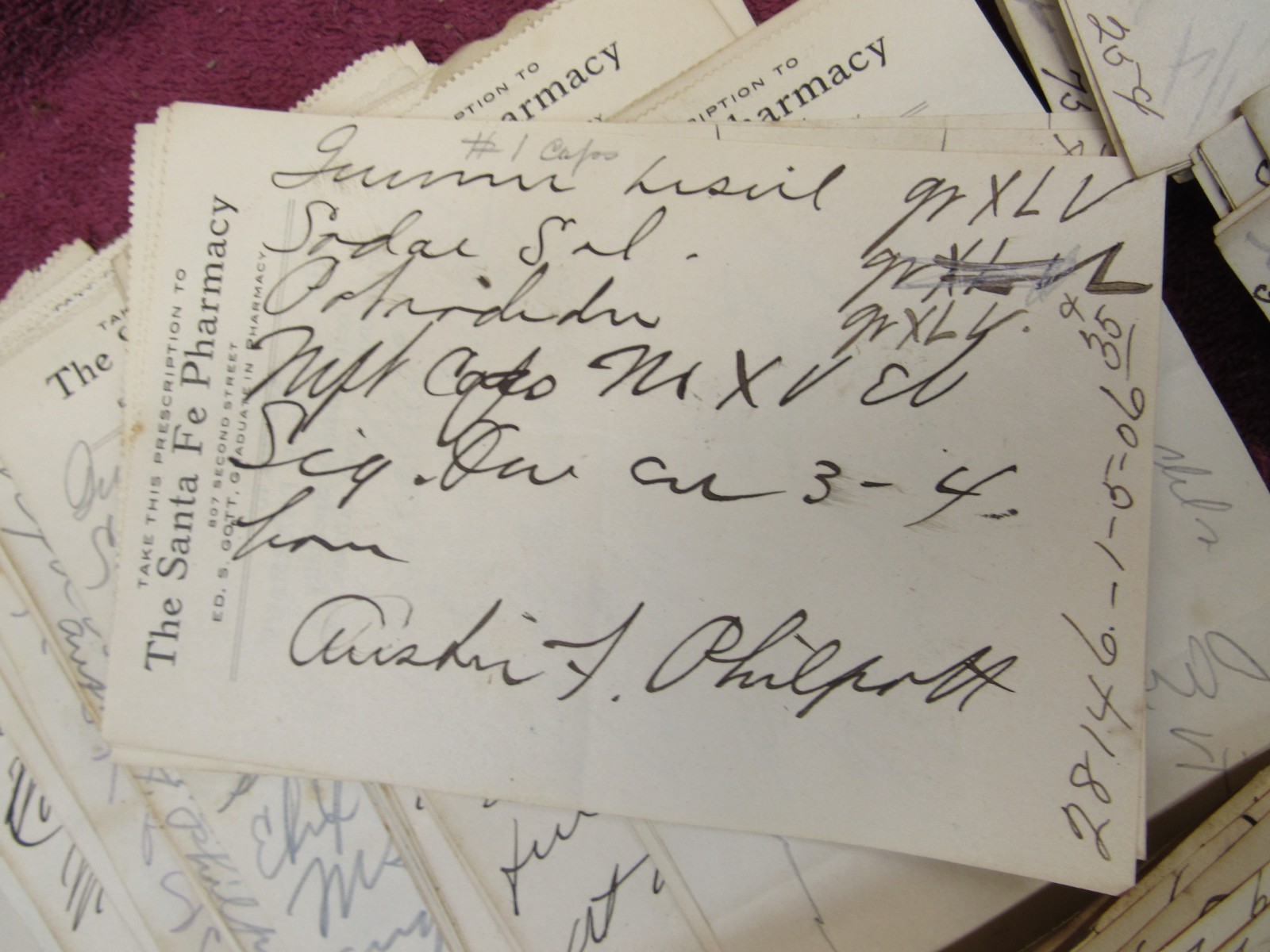Lot Vintage Santa Fe Pharmacy RX Prescription Slips 1890’s-1910’s Ft. Madison IA