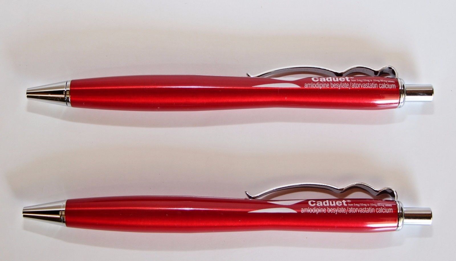 Drug Rep Pens Caduet Heavy Metal Crimson Red w/ Fancy Clip Absolute Beauty
