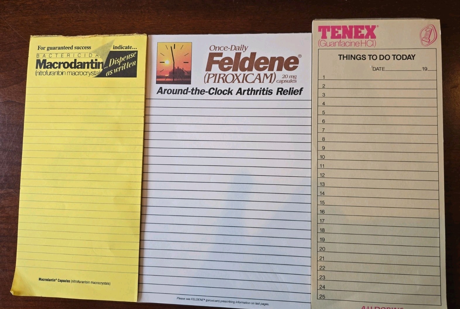 Pharmaceutical Advertising Lot Note Pads – Macrodantin Tenex Feldene Piroxicam