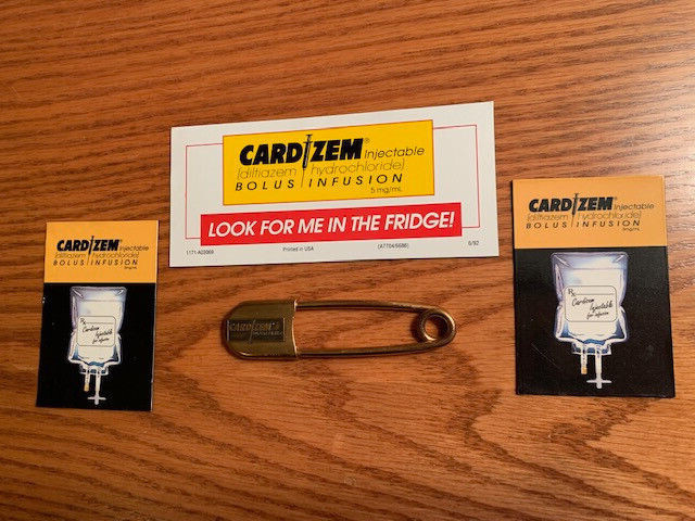 Drug Rep large Cardizem IV Safety Pin and 3 magnets pharmaceutical