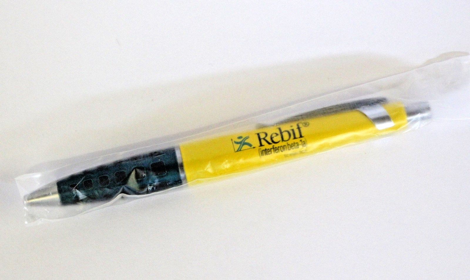 Heavy Metal REBIF Pharmaceutical Pen Yellow and Green New in Sleeve Torpedo