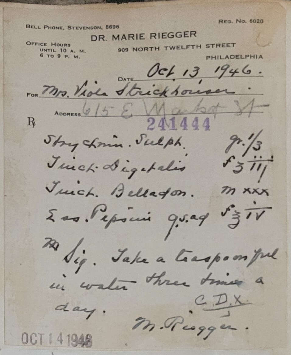 1946 2-sided Pharmacy Ledger Page – 20 vintage prescriptions – Sulfedex