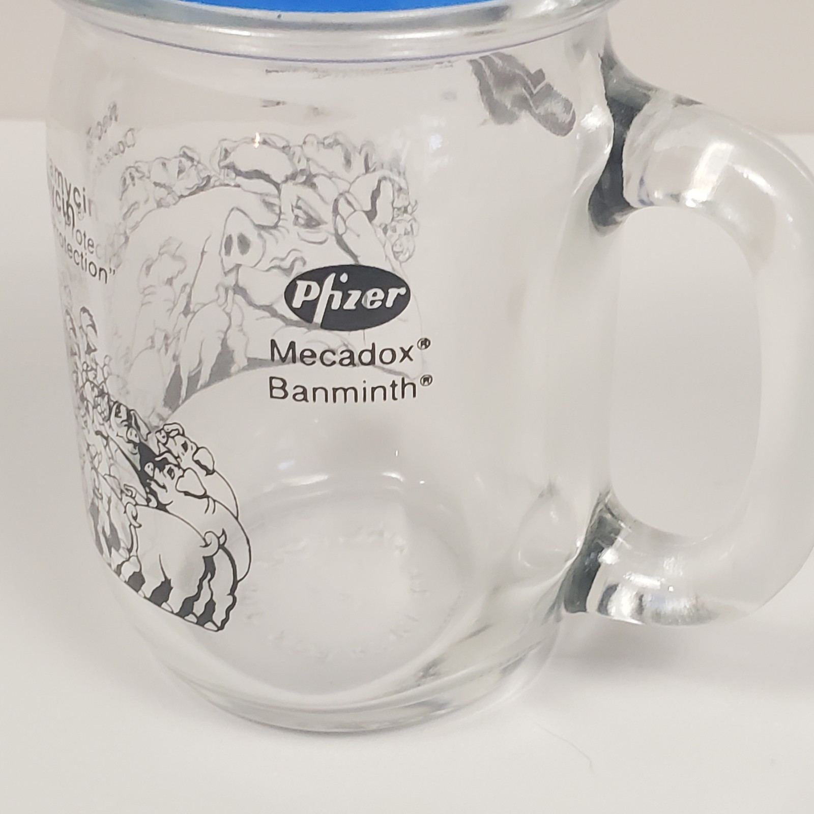 Vtg Pfizer Mason Jar Glass Pharma Vet Drug Rep Vigortone Advert Cup Mug Sow RARE
