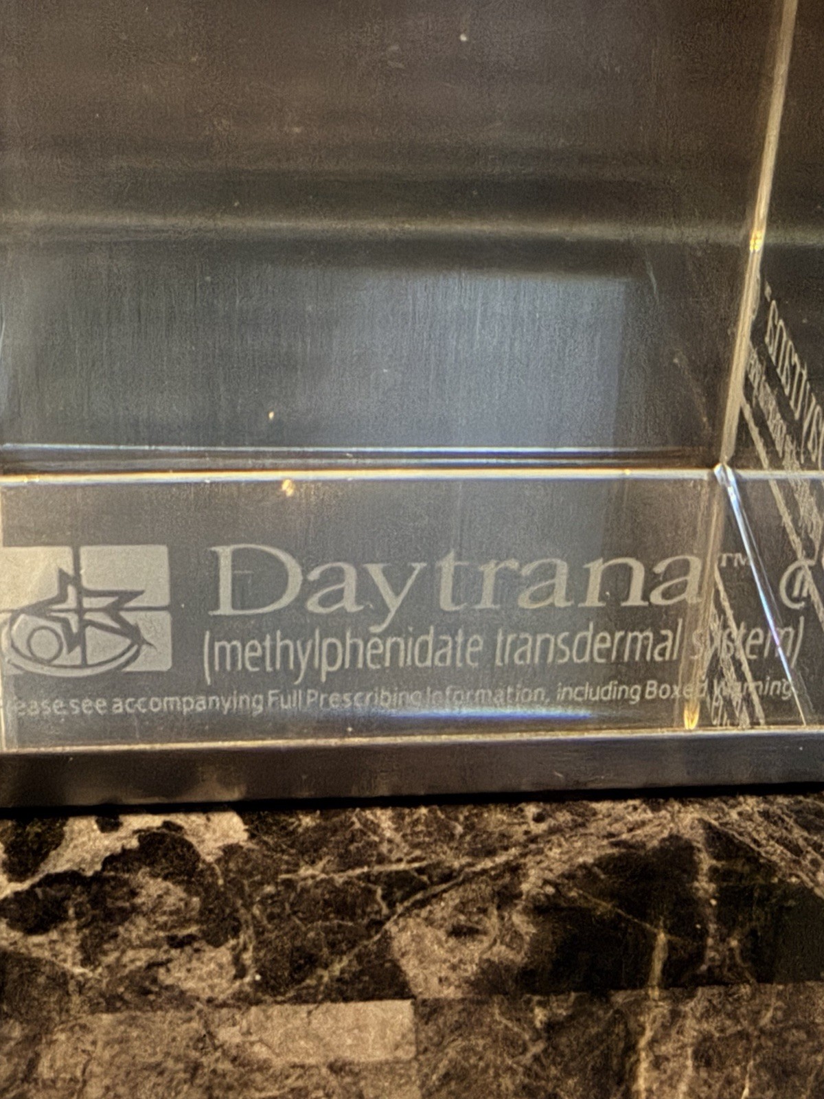 Daytrana Pharmaceutical Paperweight Glass Cube