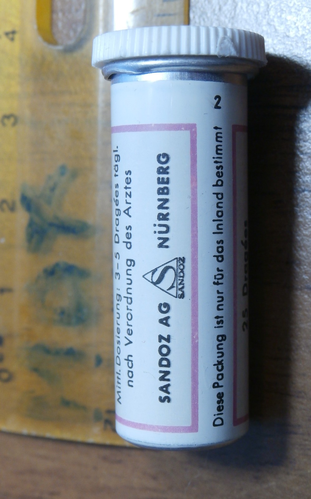 Vtg SANDOZ BELLERGAL MED. TIN BOX, Swiss Belladonna Gynergen Acid-Barbitulric