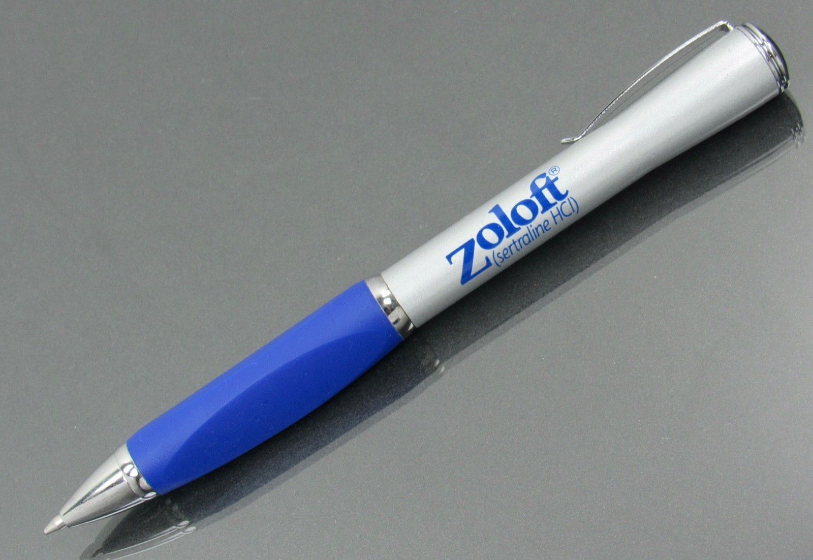 Zoloft METAL Twist PEN Triangular Gripper Drug Rep Pharmaceutical Medical Promo