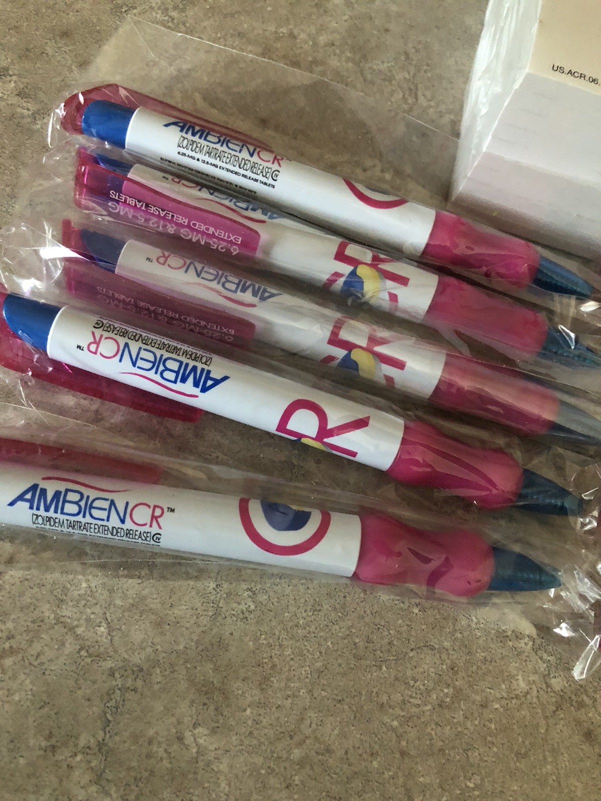 Ambien CR Pen & Sticky Note Bundle (10 pens and 10 sticky note pads) NEW Sealed