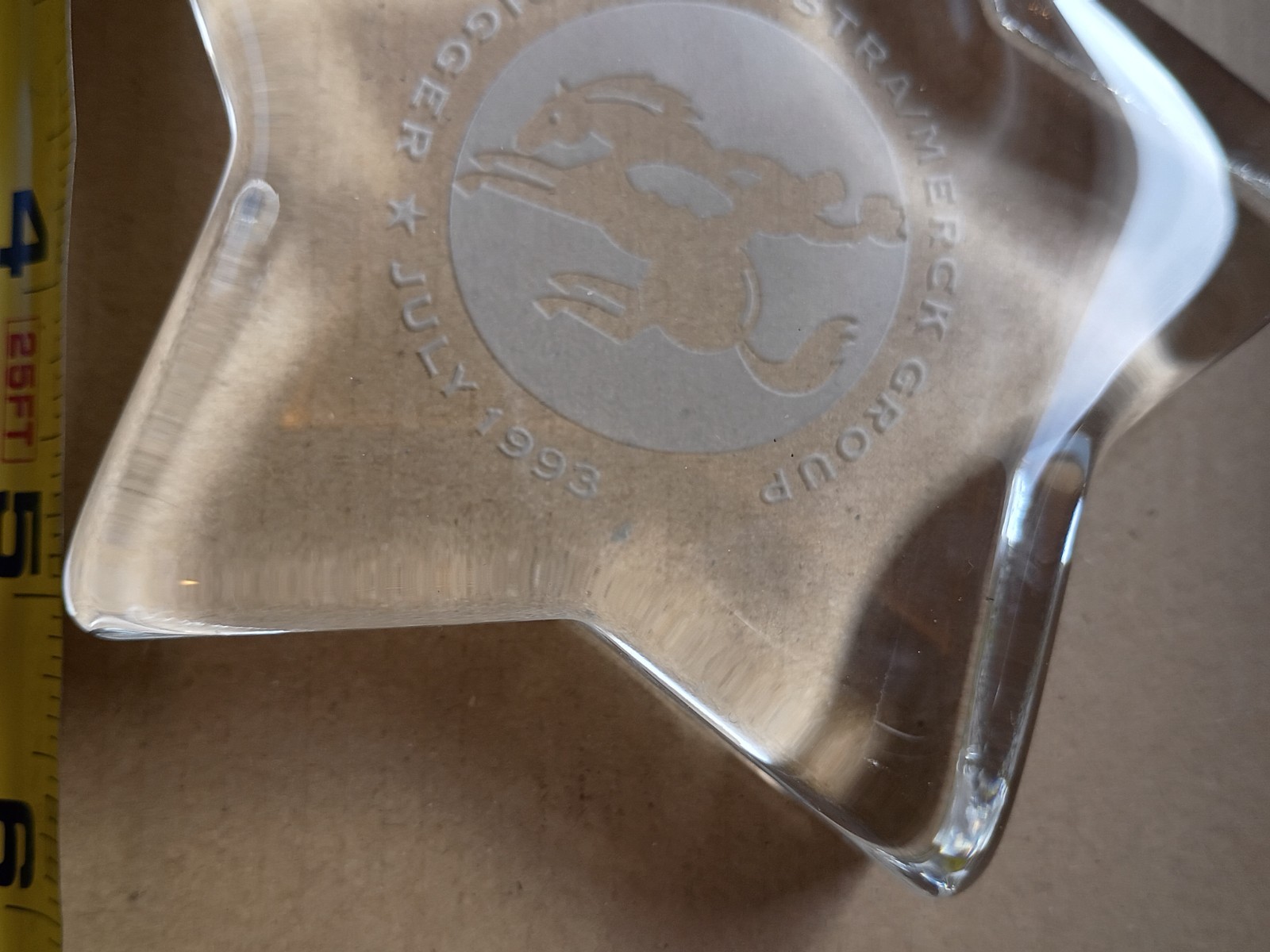 ASTRA/MERCK Drug Rep Crystal Glass Star Paper Weight “Trigger July 1993”