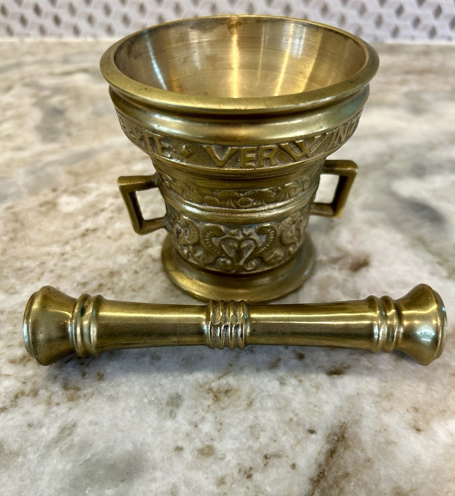 Vintage Mortar & Pestle Solid Brass Apothecary From 1960-70’s