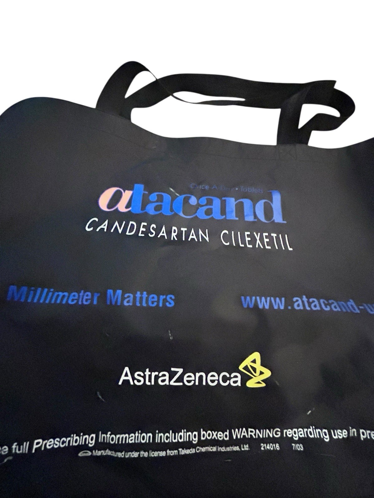 Astrazeneca Atacand Candesartan Cilexetil Drug Rep Merch Zippered Black Bag