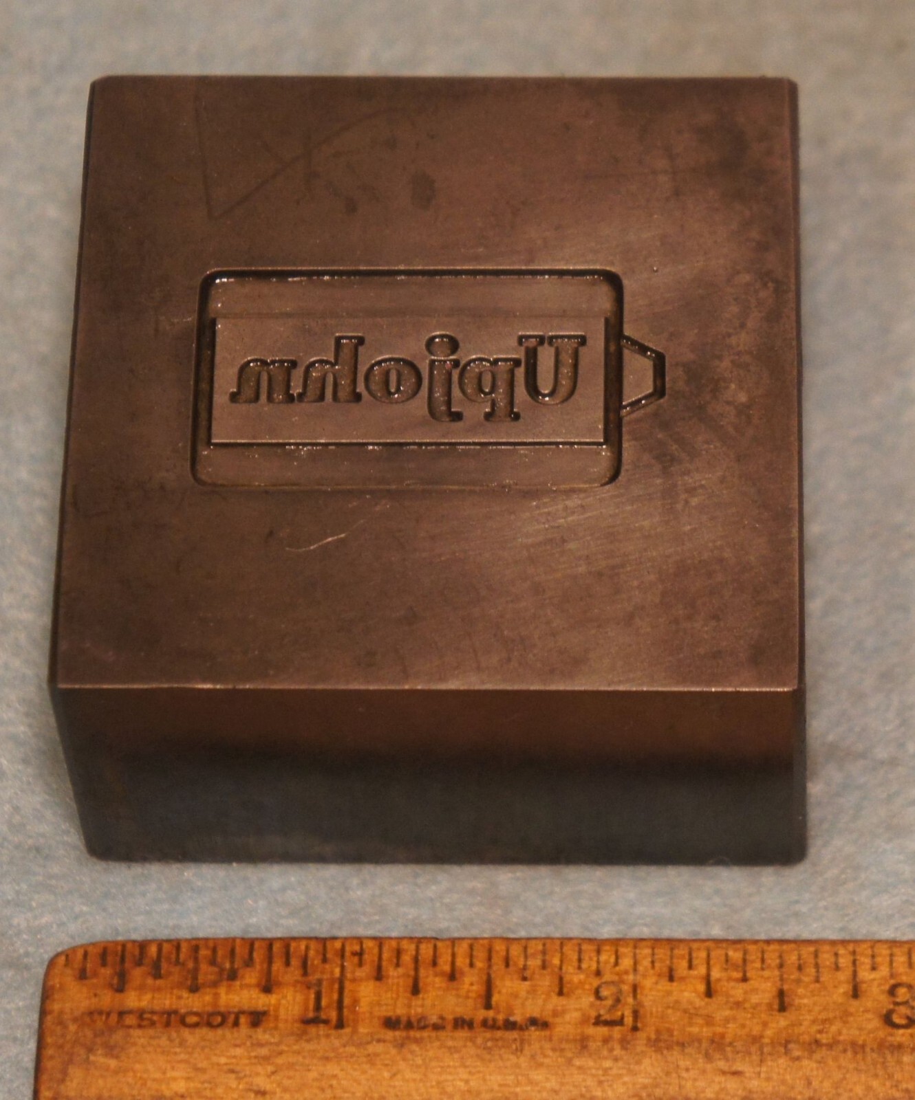 1976 UPJOHN Pharmaceutical Adv Key Fob STEEL STAMPING DIE Robbins RX49