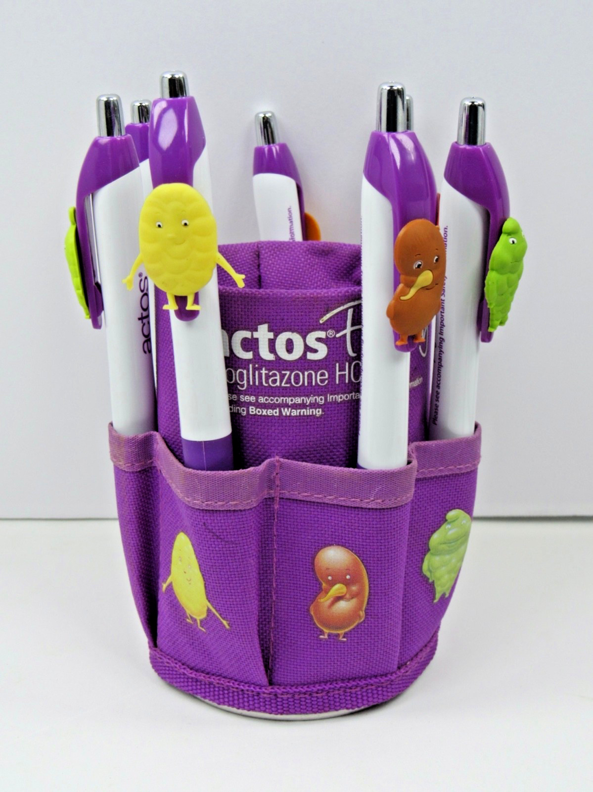 Actos LOT Character PENS, HOLDER CLIPS Drug Rep Pharmaceutical Promo Advertising