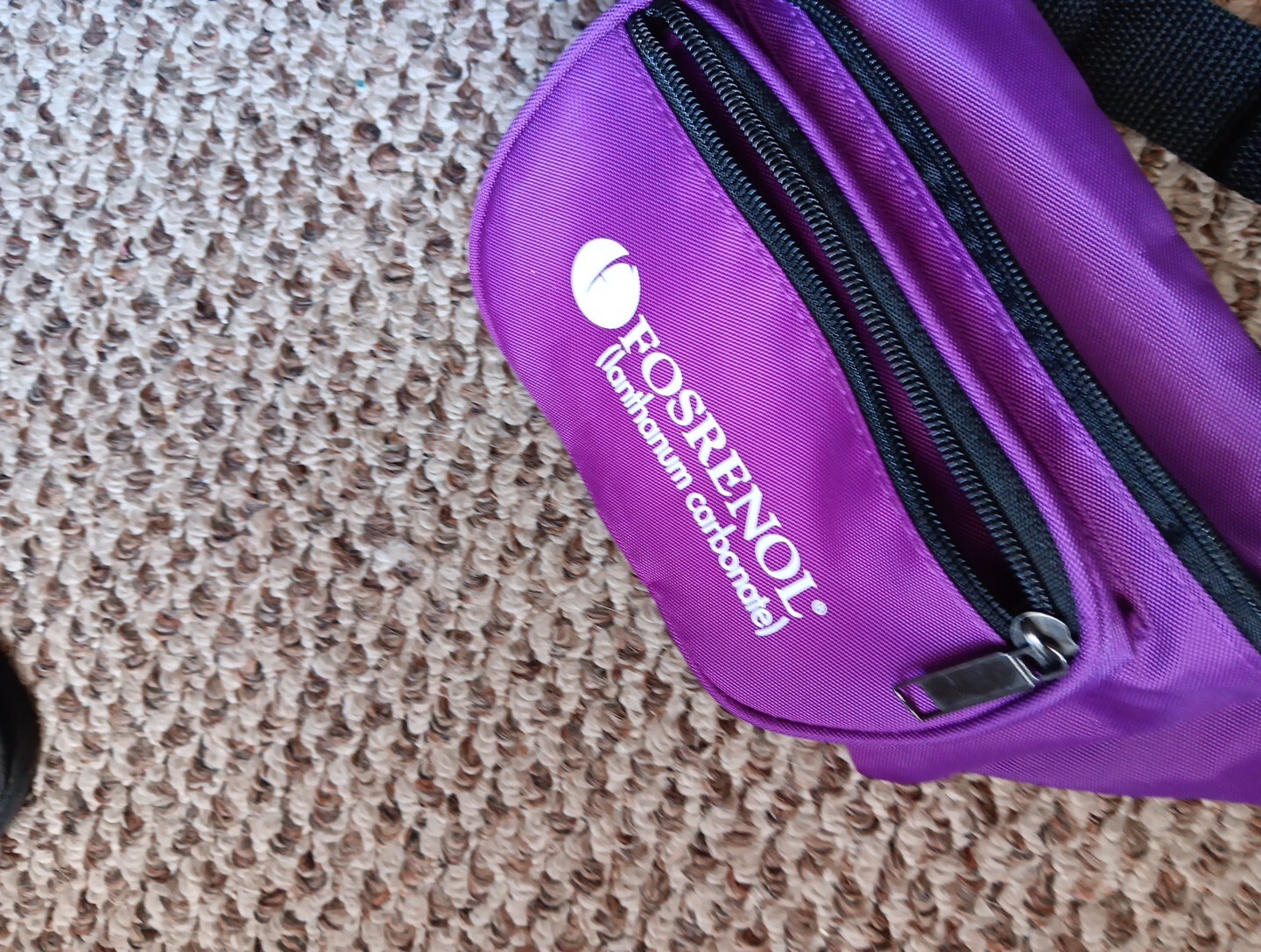 FOSRENOL Pharmaceutical Drug Rep. Advertising Purple Fanny pack 3 zip pockets
