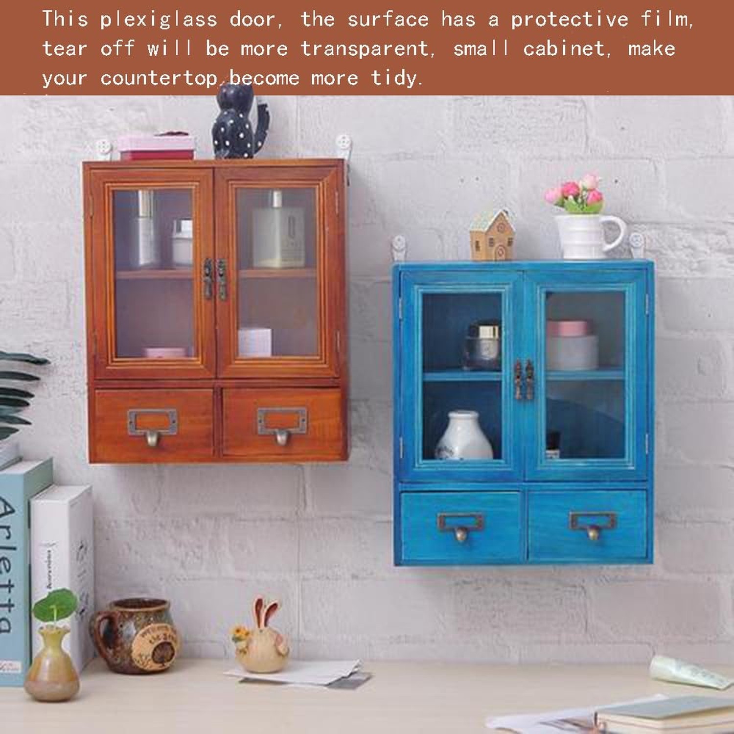 Rustic Apothecary Cabinet – 12″ L x 4.7″ W x 14″ H Vintage Pine Countertop Ca…
