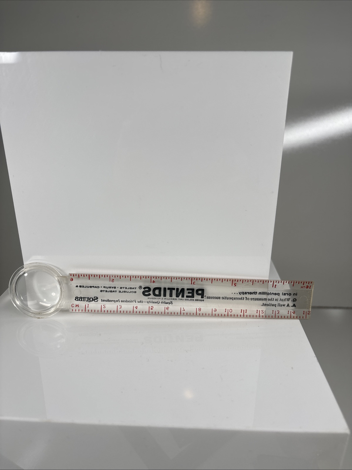 VTG Rare Squibb Pentids Penicillin Therapy Ruler/ magnifier Advertising
