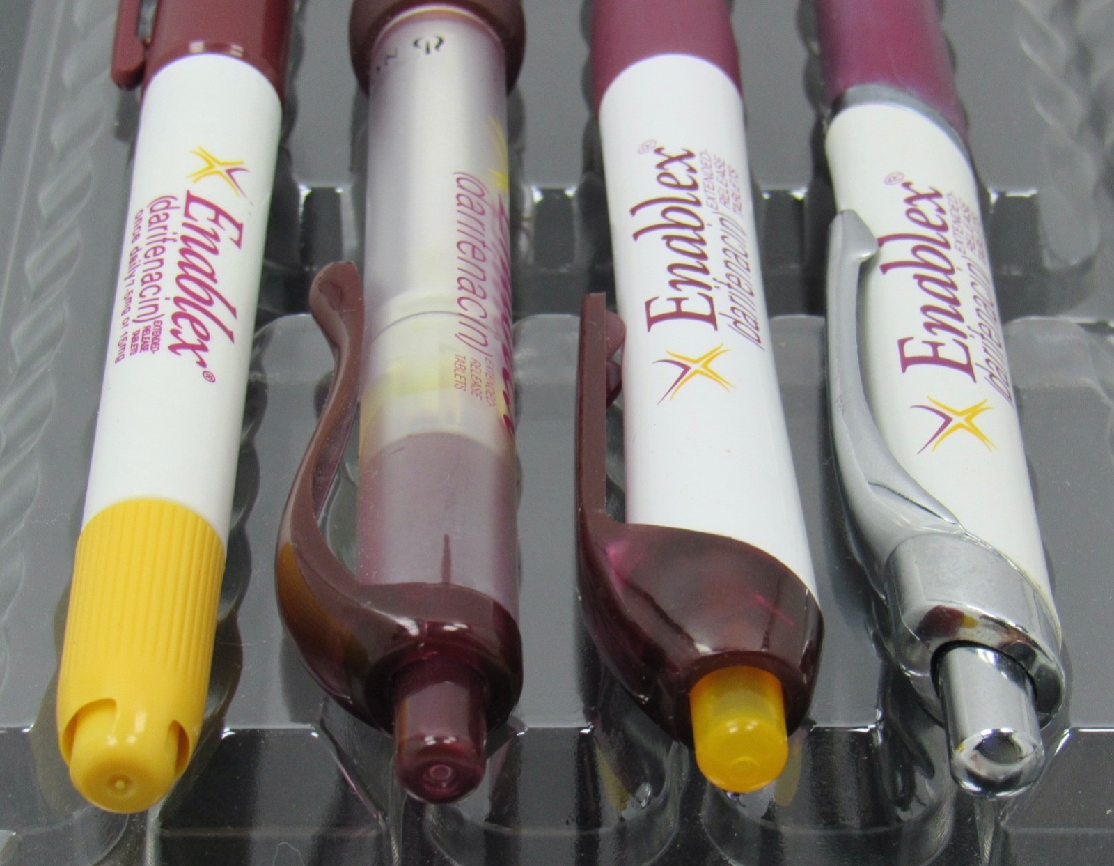 Lot of 4 Enablex PENS Drug Rep Pharmaceutical Promo Medical Advertising 1 Marker