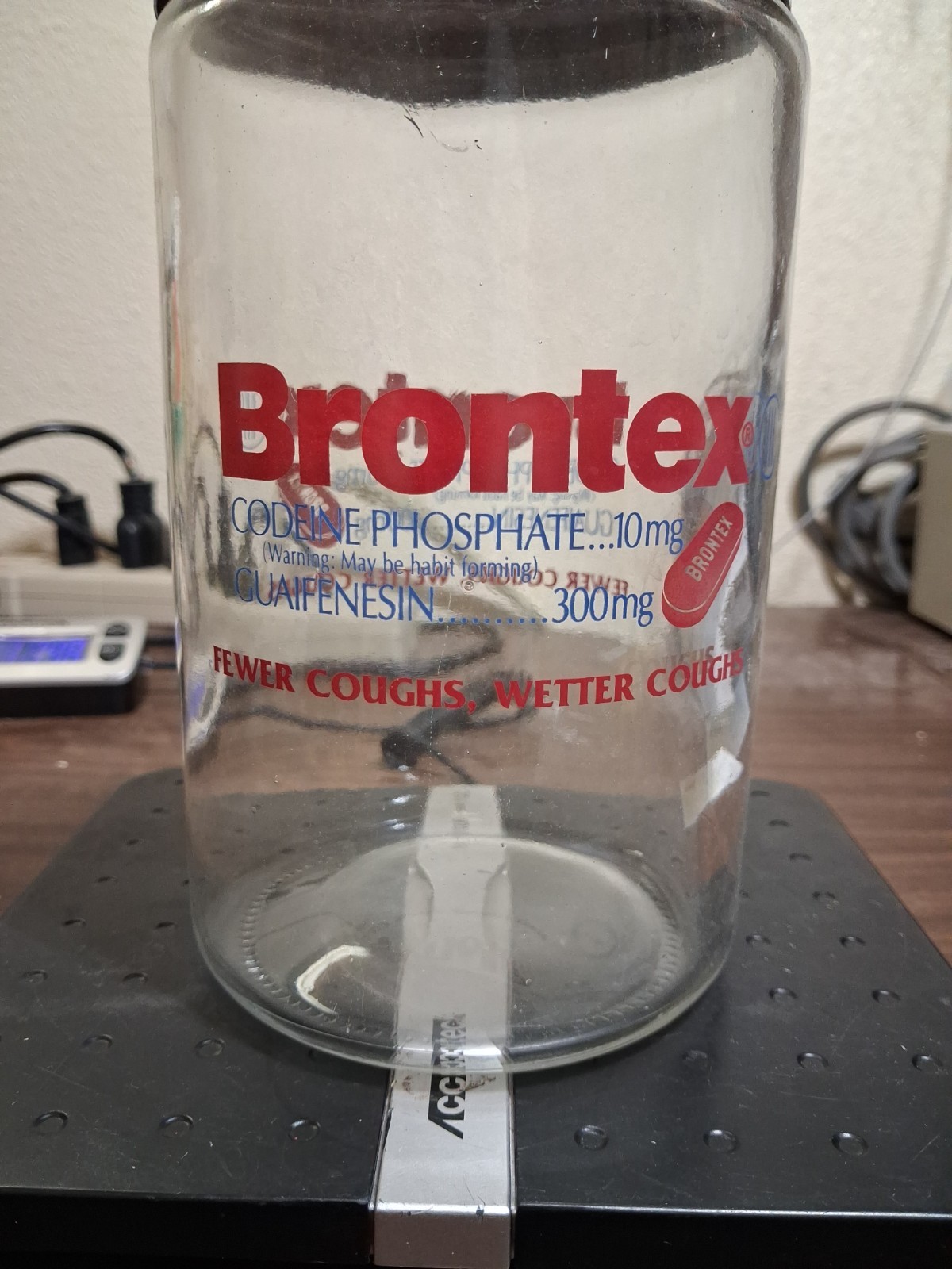 Brontex Codeine Sched 3 Pharmaceutical Advertising Glass Apothecary Jar Drug Rep