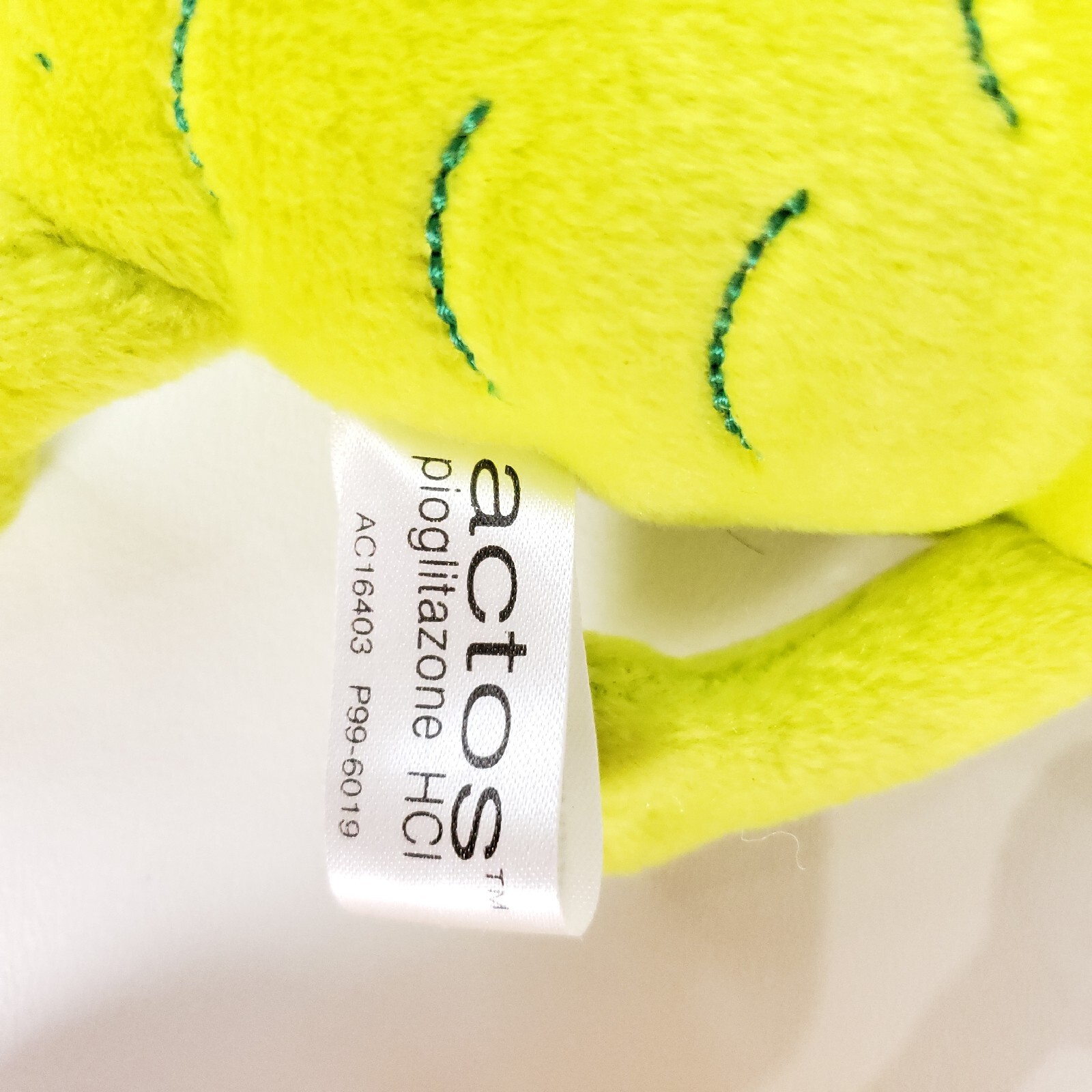 Steven Smith 2 x Actos Pioglitazone HCl Yellow Stuffed Plush Pharmaceutical Toy