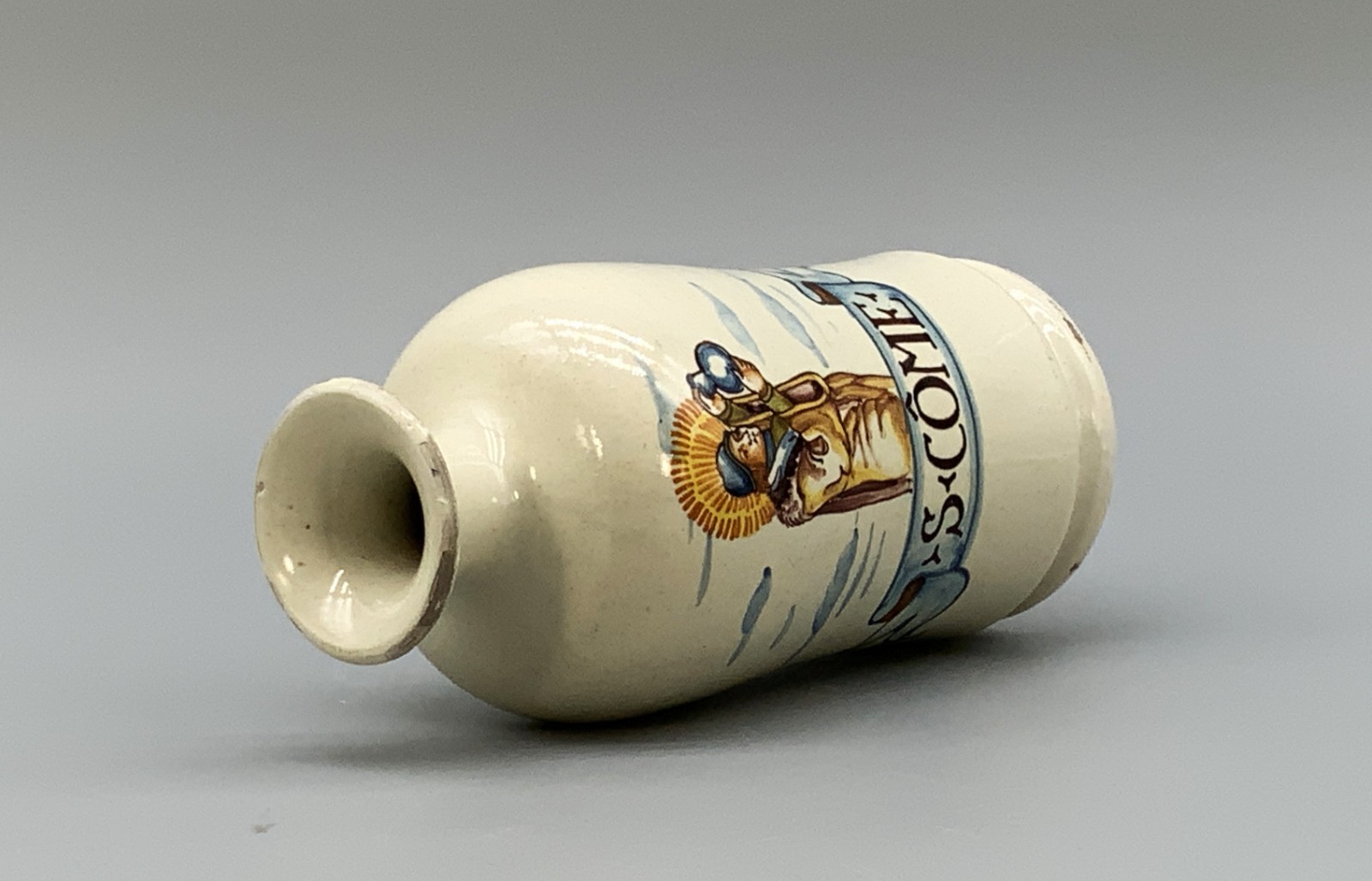 19th-Century French Saint Come Earthenware Apothecary Drug Chemist Jar Bottle