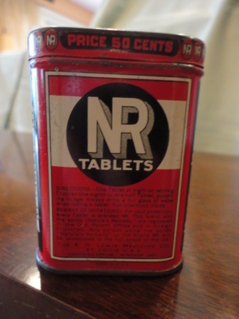 Natures Remedy NR Medication Tablets Tin AH Lewis Company St Louis Vintage
