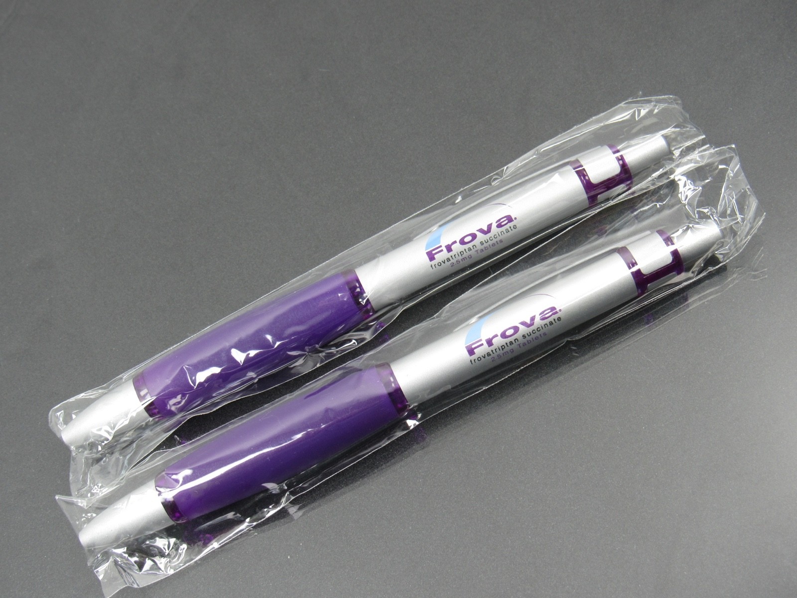 Purple FROVA Metal Clad PENS Drug Rep Pharmaceutical Promo Advertising Lot of 2