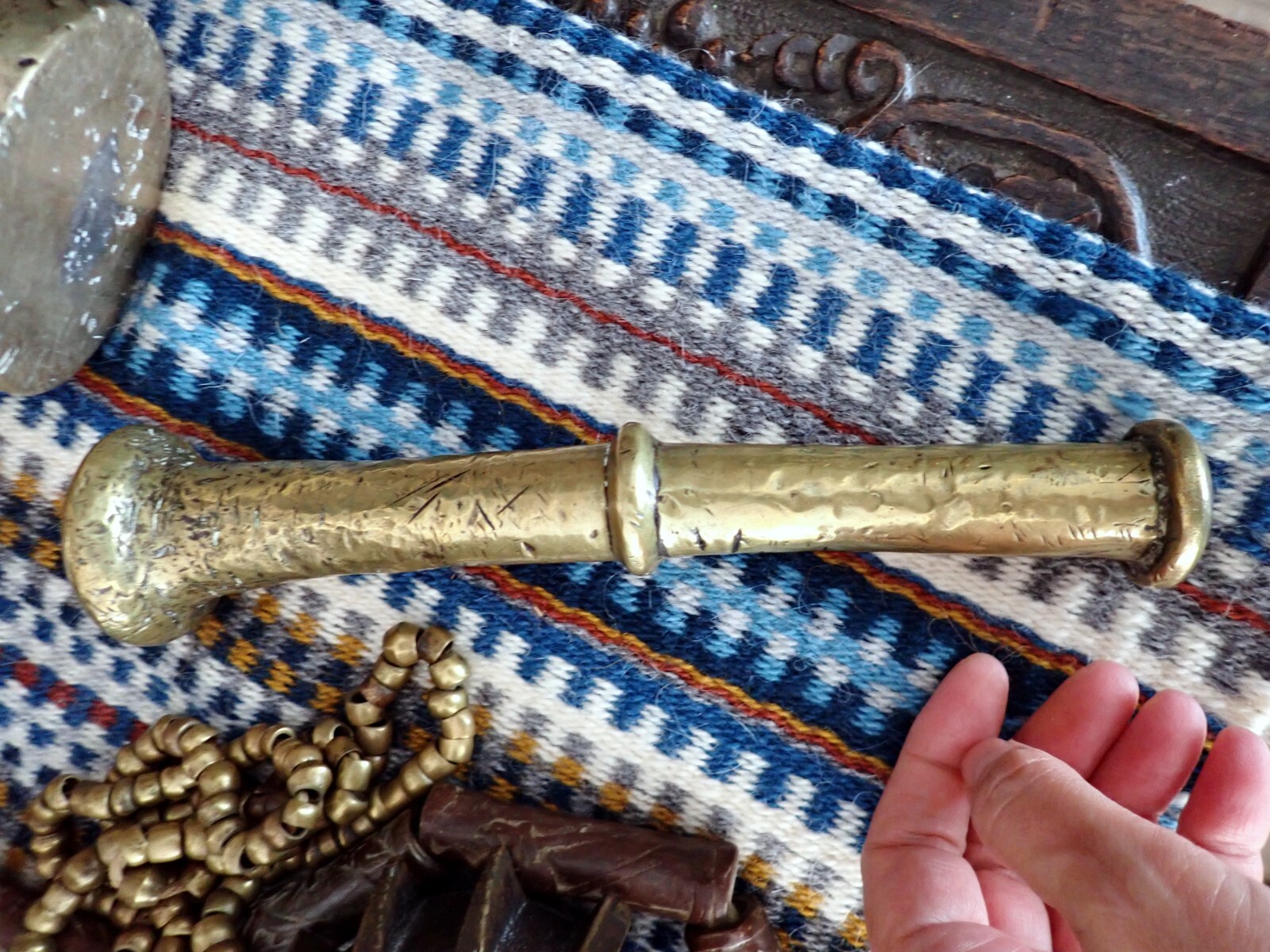 Brass Pestle Mortar Morocco Tuareg Spain Antique 19th Century Cast Brass