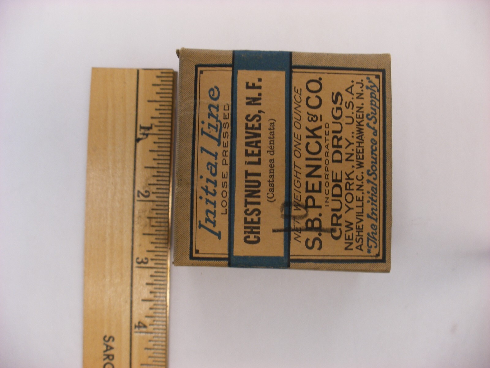 Vtg Medical Pharmacy Quack Cure Initial Line S. B. Penick Co. – Chestnut Leaves
