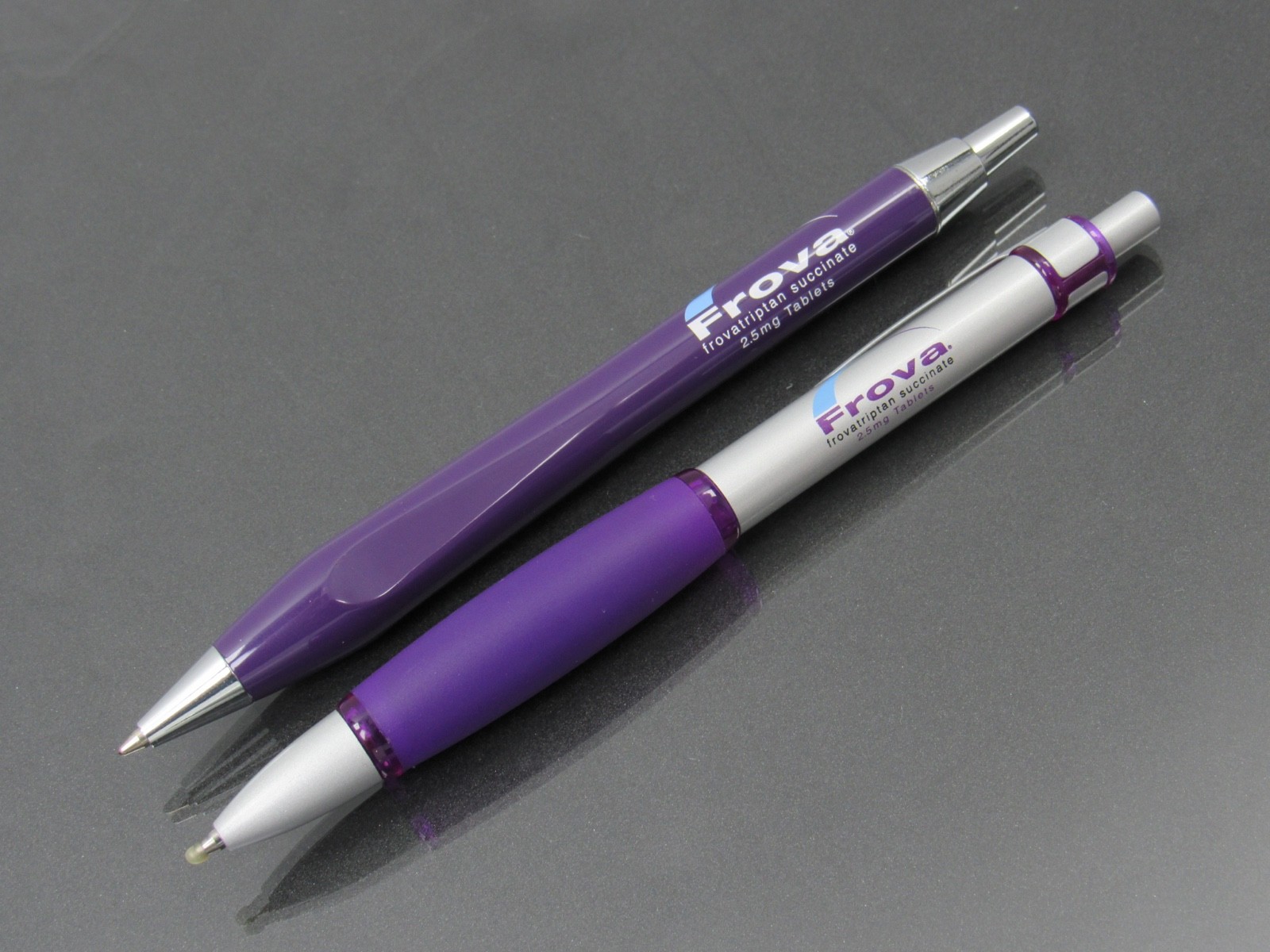 Purple FROVA Heavy Metal PENS Drug Rep Pharmaceutical Promo Advertising Lot of 2