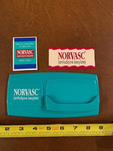 Drug Rep large Magnetic Norvasc business card holder and 2 Norvasc magnets.