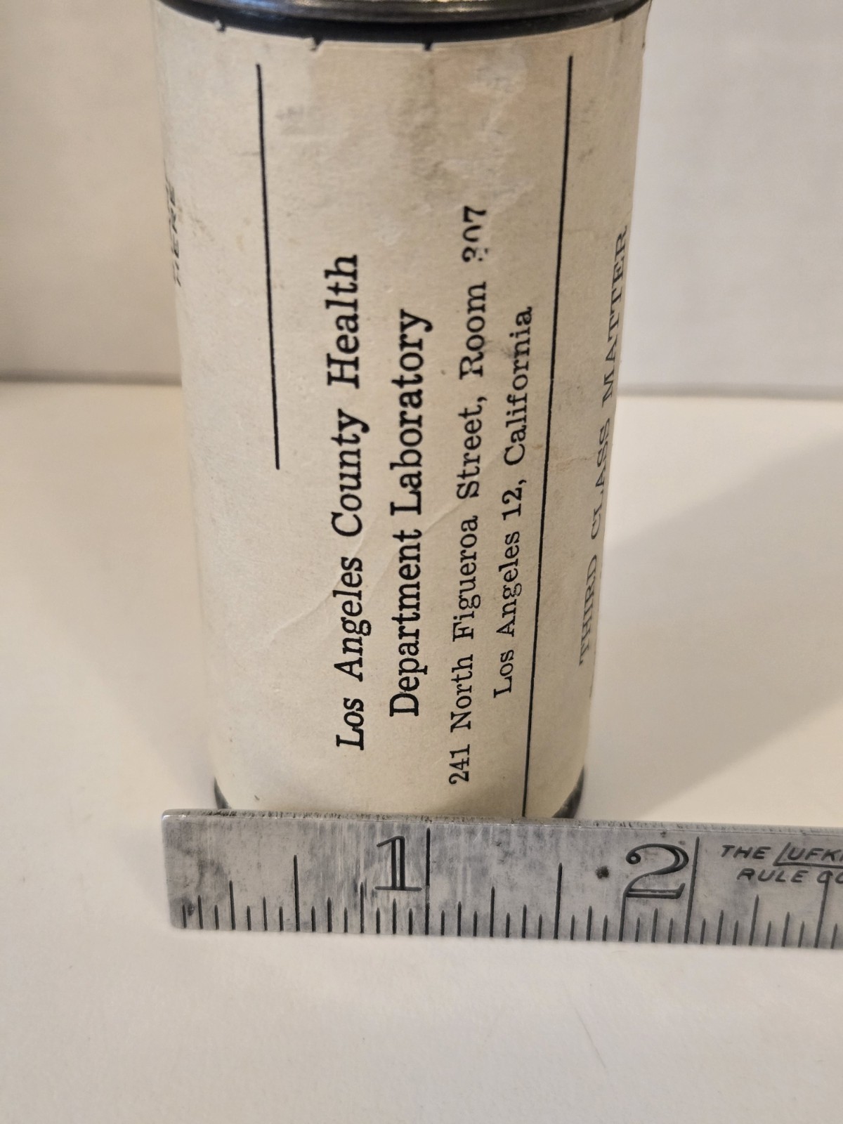 Vintage Los Angeles Health Department Laboratory Test For Syphilis Mailing Tube
