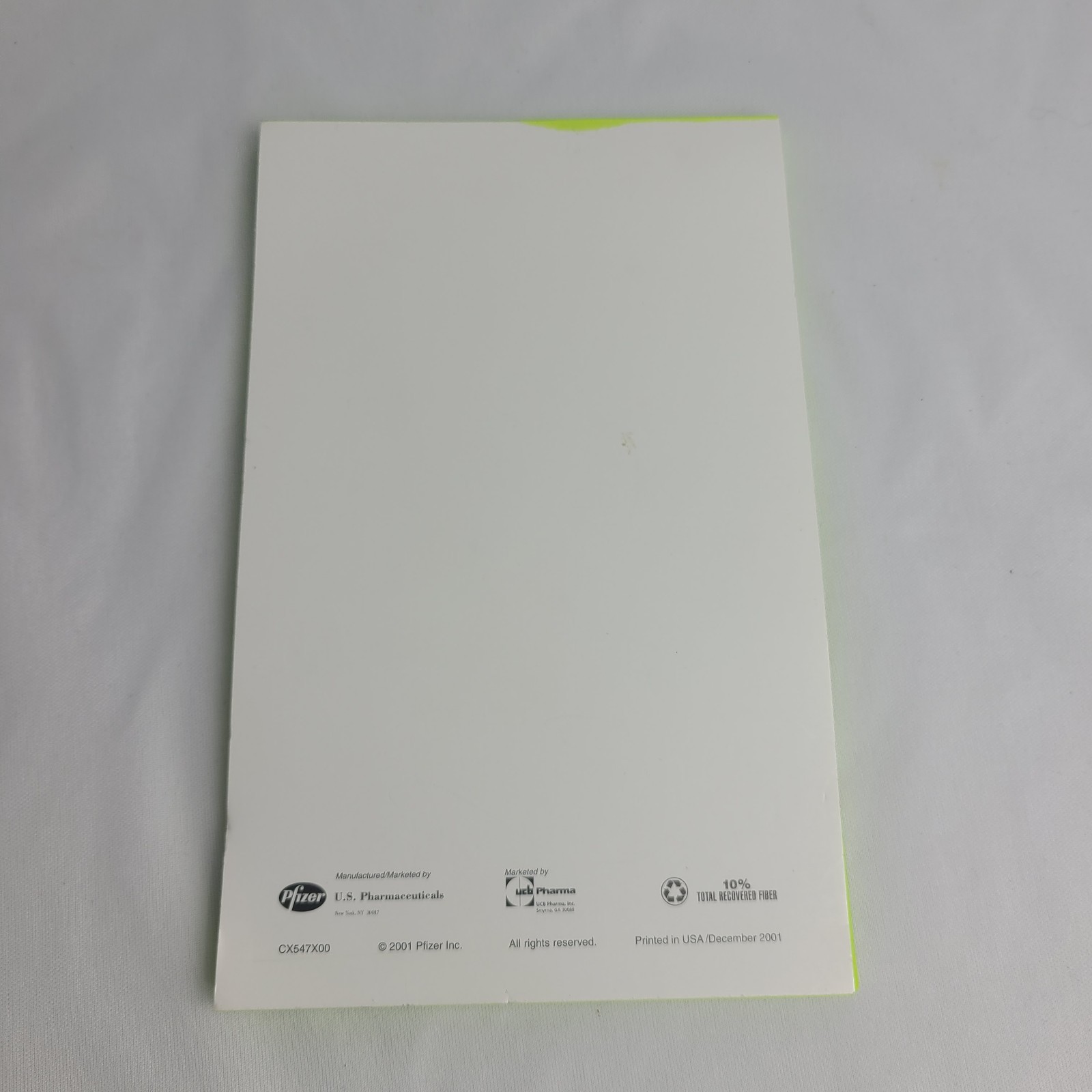 Vintage 2001 Zyrtec Notepad Neon Green Pharmaceutical Drug Rep Promo Pfizer