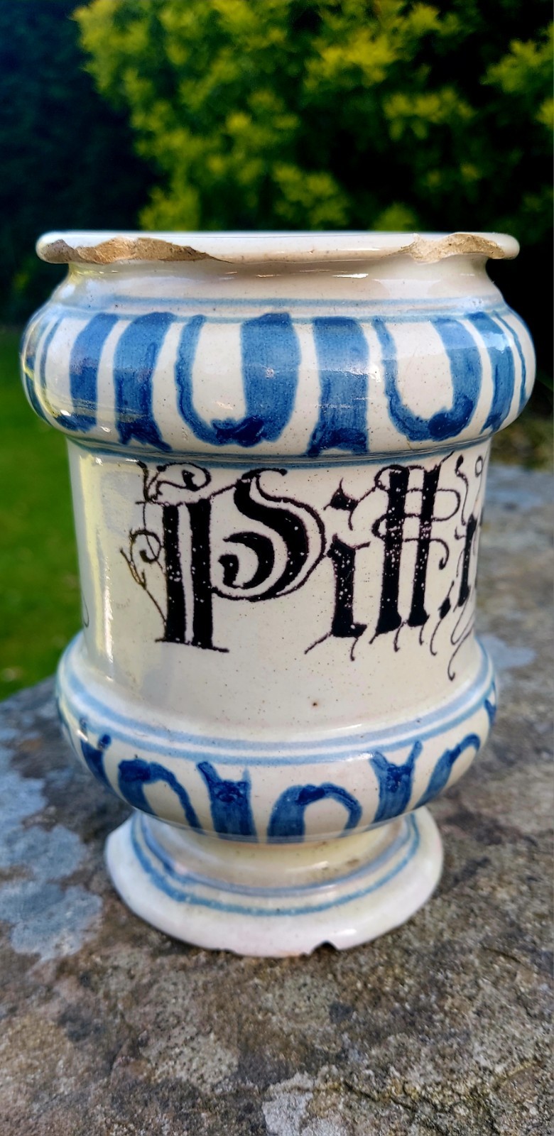 17thC Blue & White Albarello Drug Pharmacy Jar