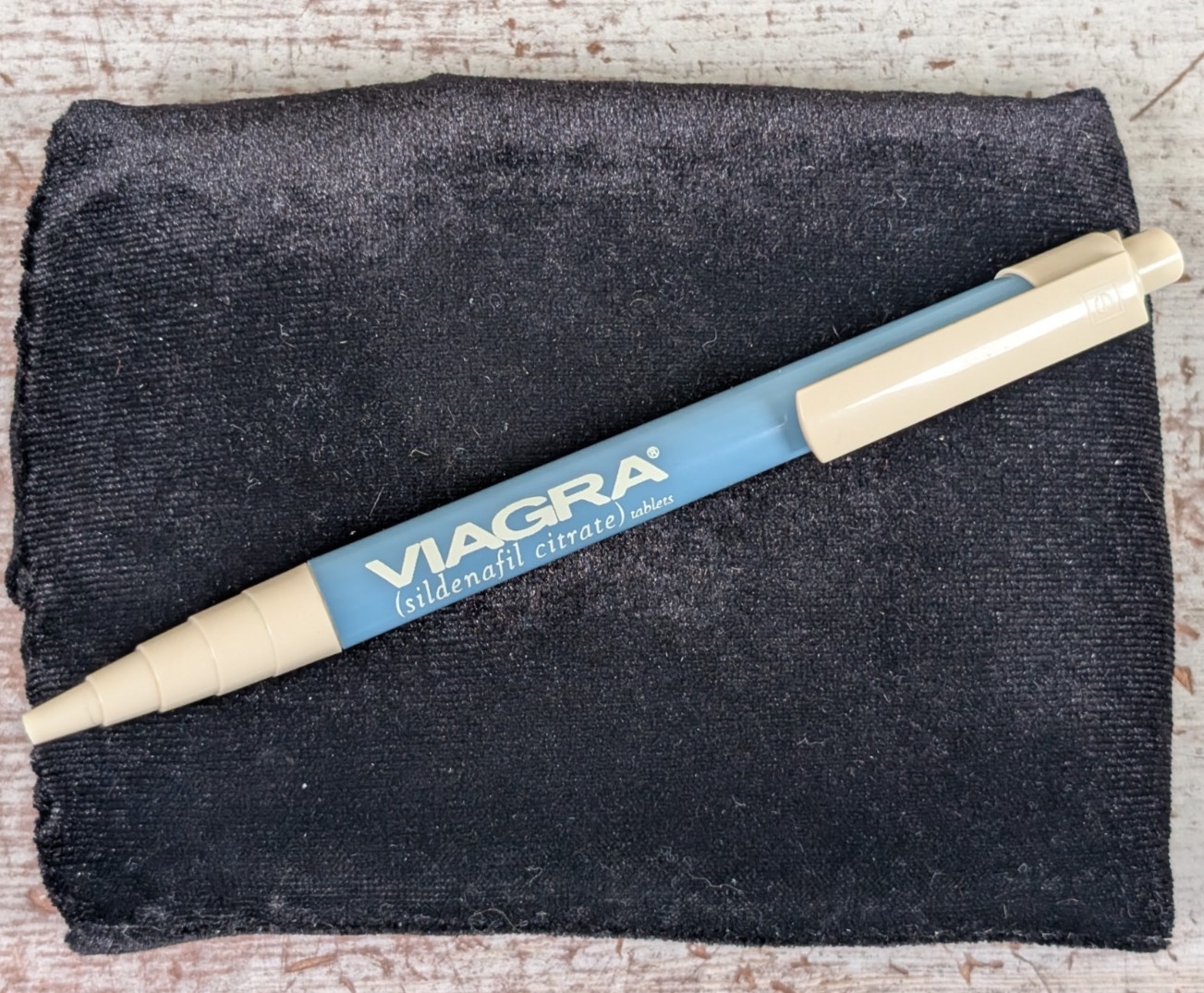Vtg Viagra Advertising Ballpoint Pen Drug Gray Beige Stepped Art Deco DRY INK