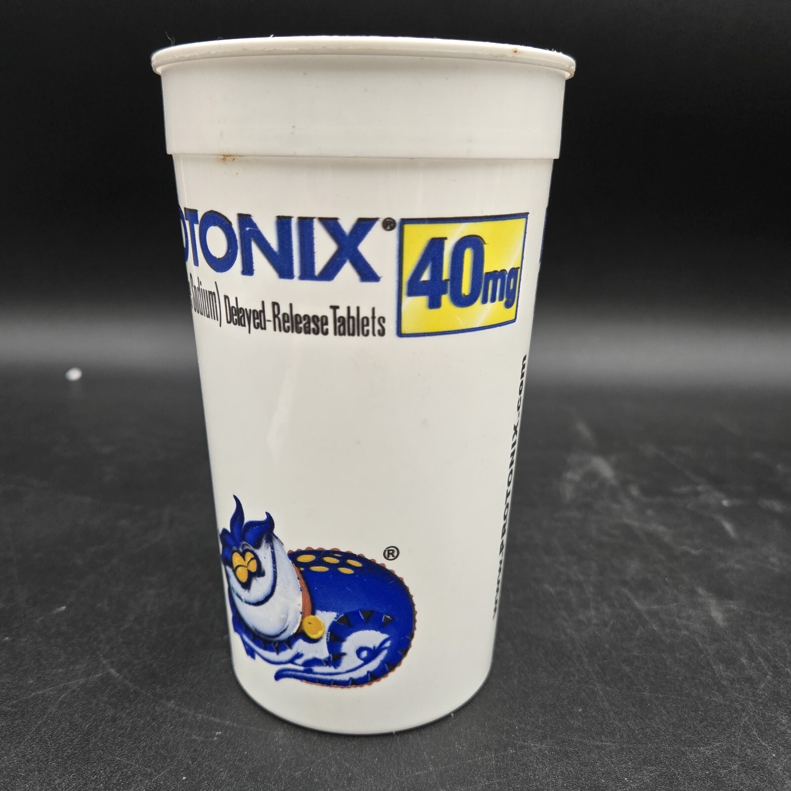 Vintage Protonix Pharmaceutical Promo Cup Blue Monster Mascot Pharma Swag
