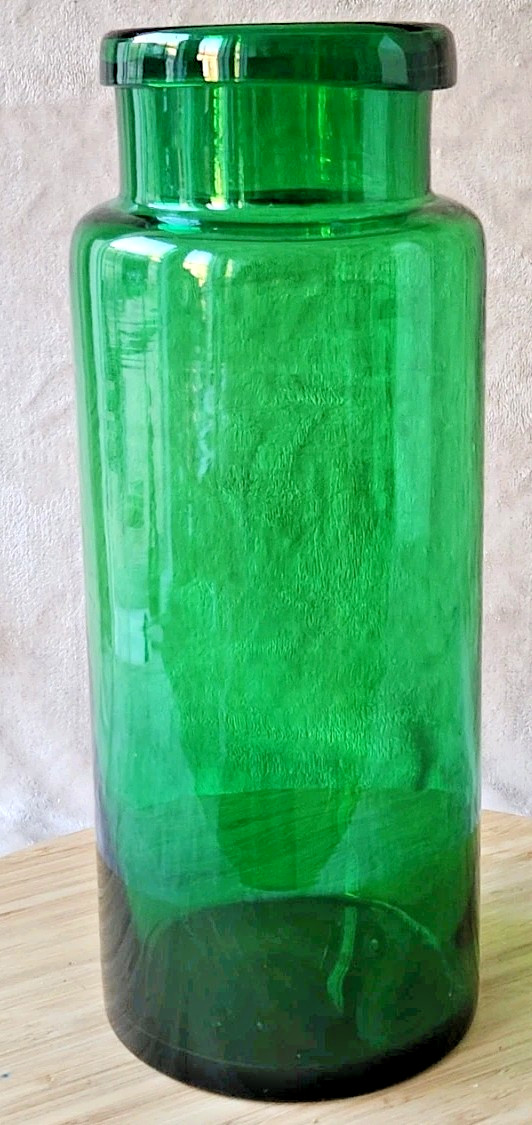 Vintage Large Glass Pharmacy Jar 3 Liters Green Color Ref No 2 Collection