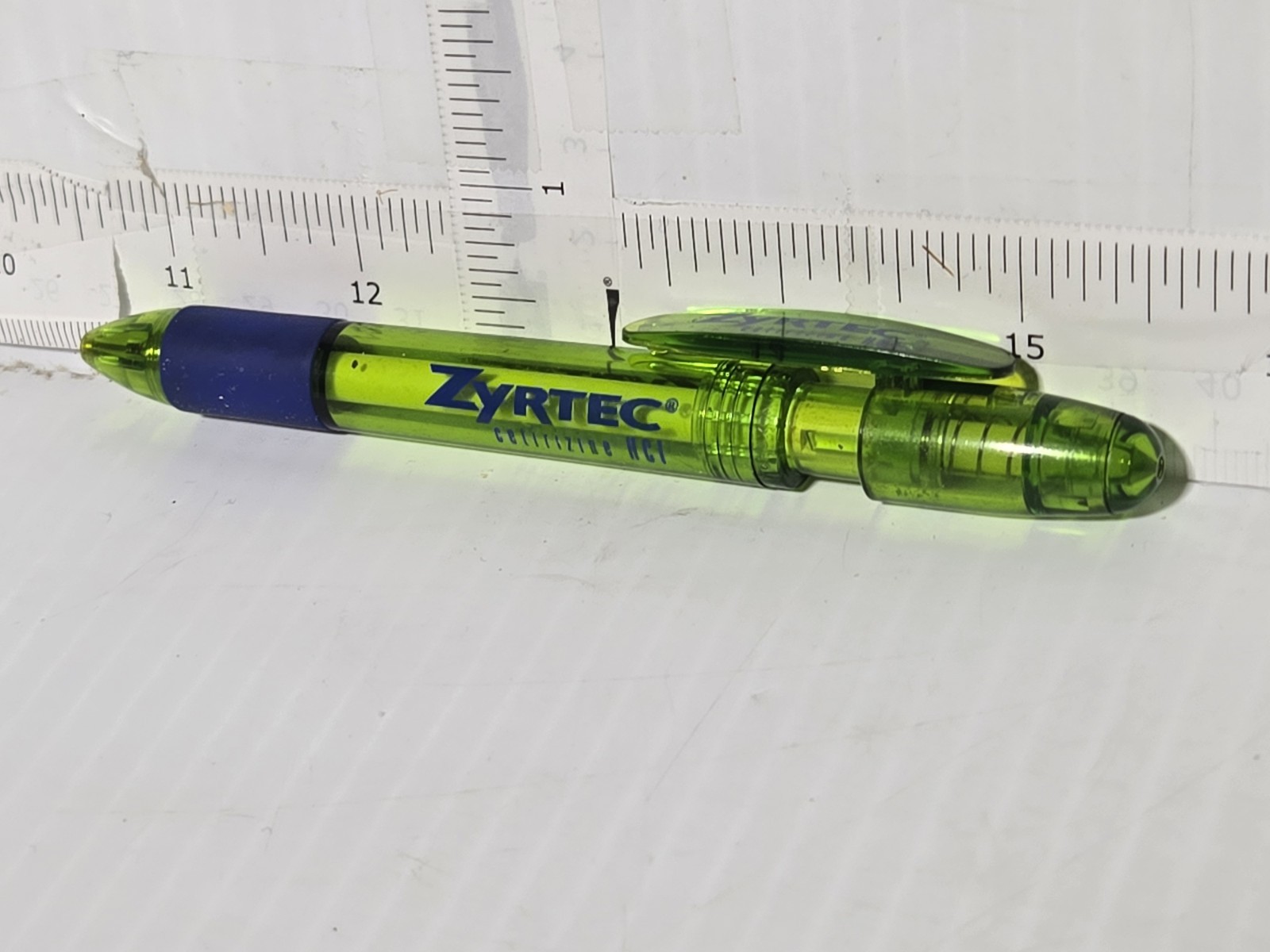 Zyrtec Pharmaceutical Rep Pen Drug Rep Green See-Through Vintage Plastic Ink Pen