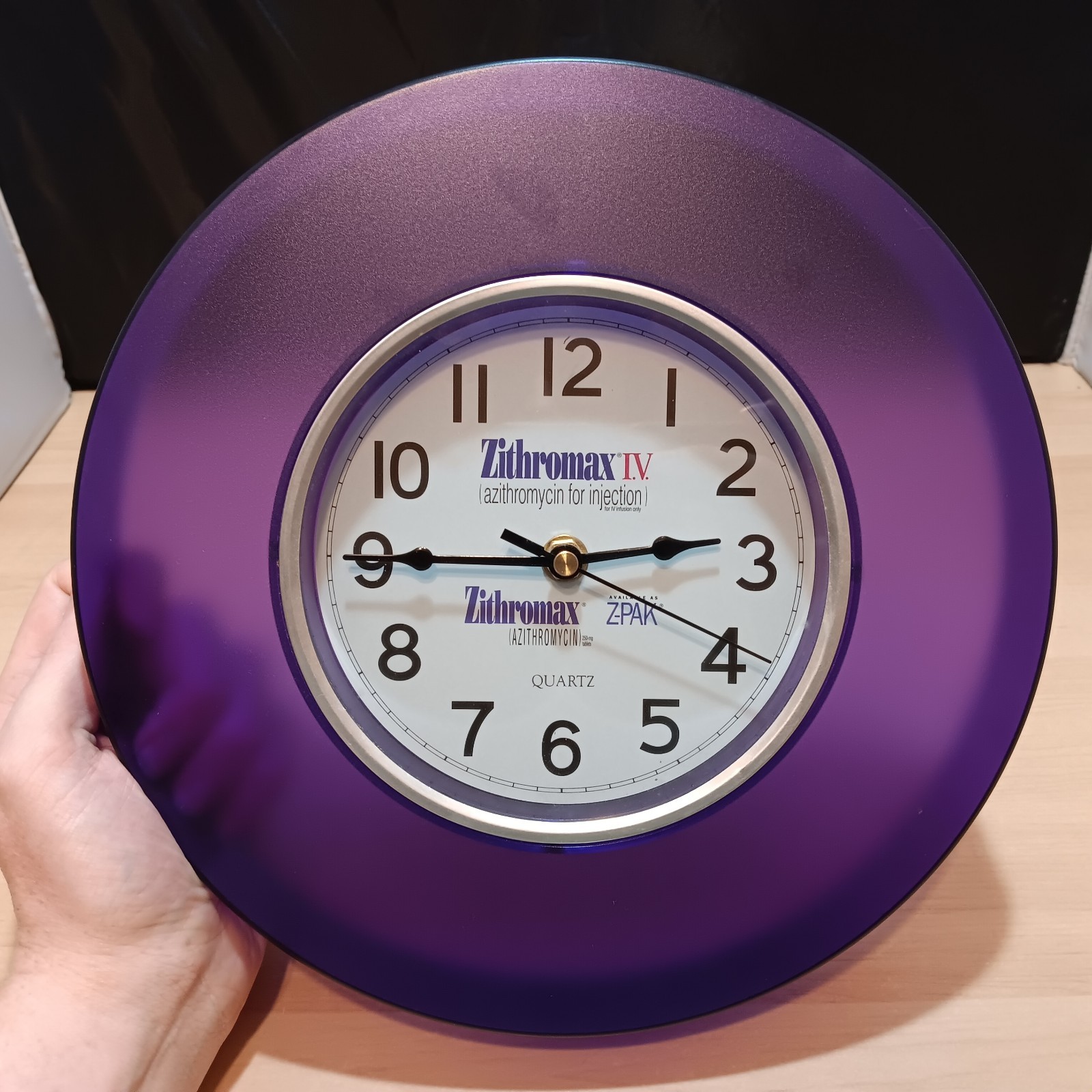 pharmaceutical drug rep Advertising collectibles Purple Wall Clock