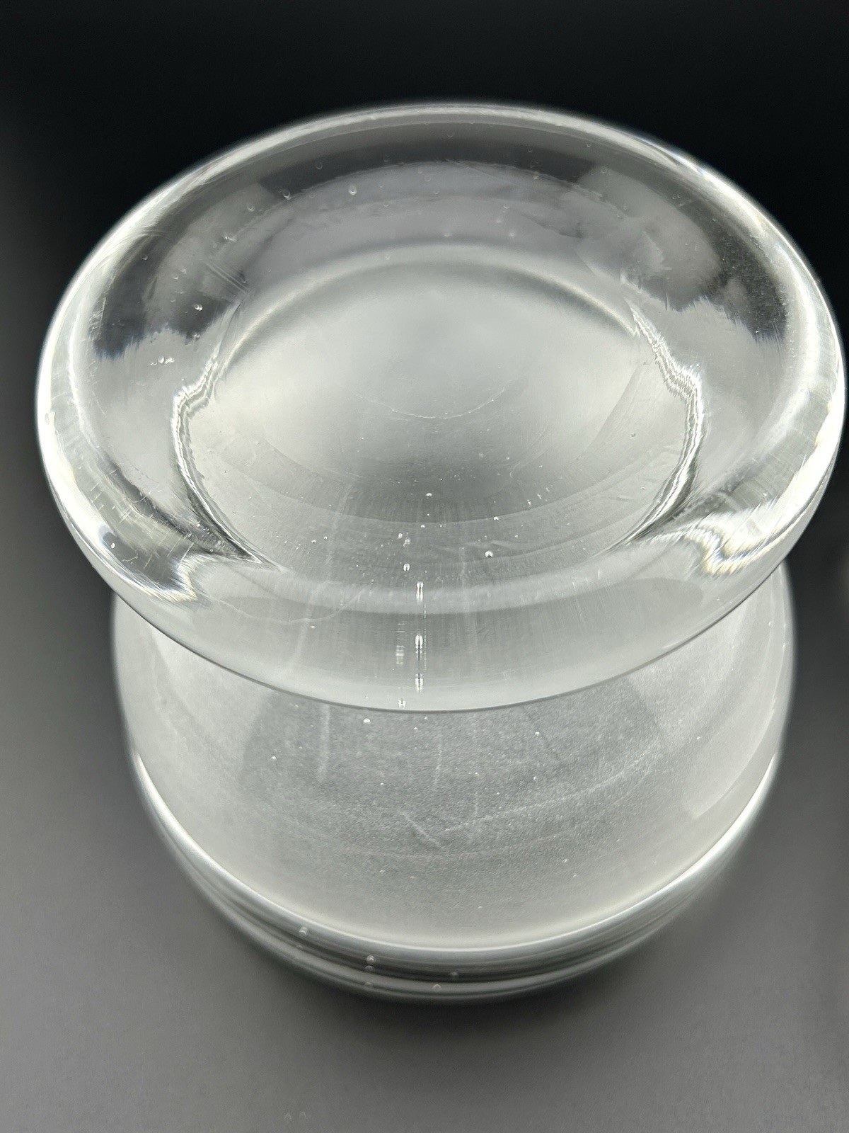 1940s Heavy Hand Blown Clear Glass Apothecary Mortar Pestle Pontil Pharmacy VTG