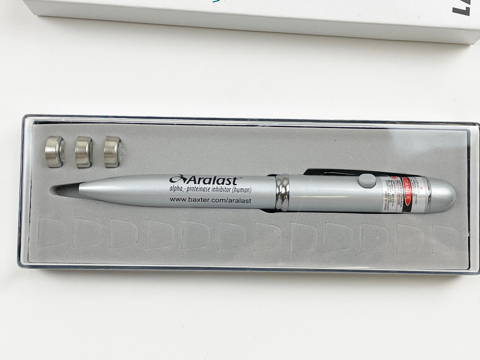ARALAST METAL PEN – PHARMACEUTICAL GIVE-AWAY – BLACK INK – BRAND NEW