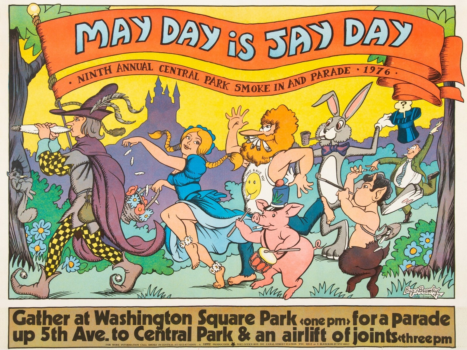 1976 May Day is Jay Day NEW Metal Sign: Central Park NYC Marijuana Protest