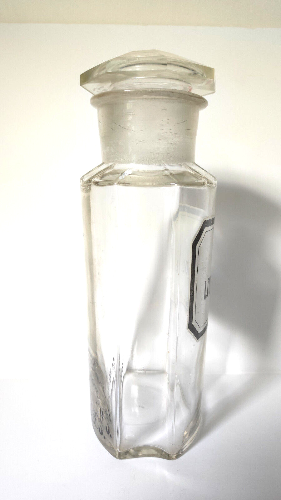 Vintage Crystal Apothecary Pharmacy Clear Jar 800 ml RAD. LIQUIR. PULV.