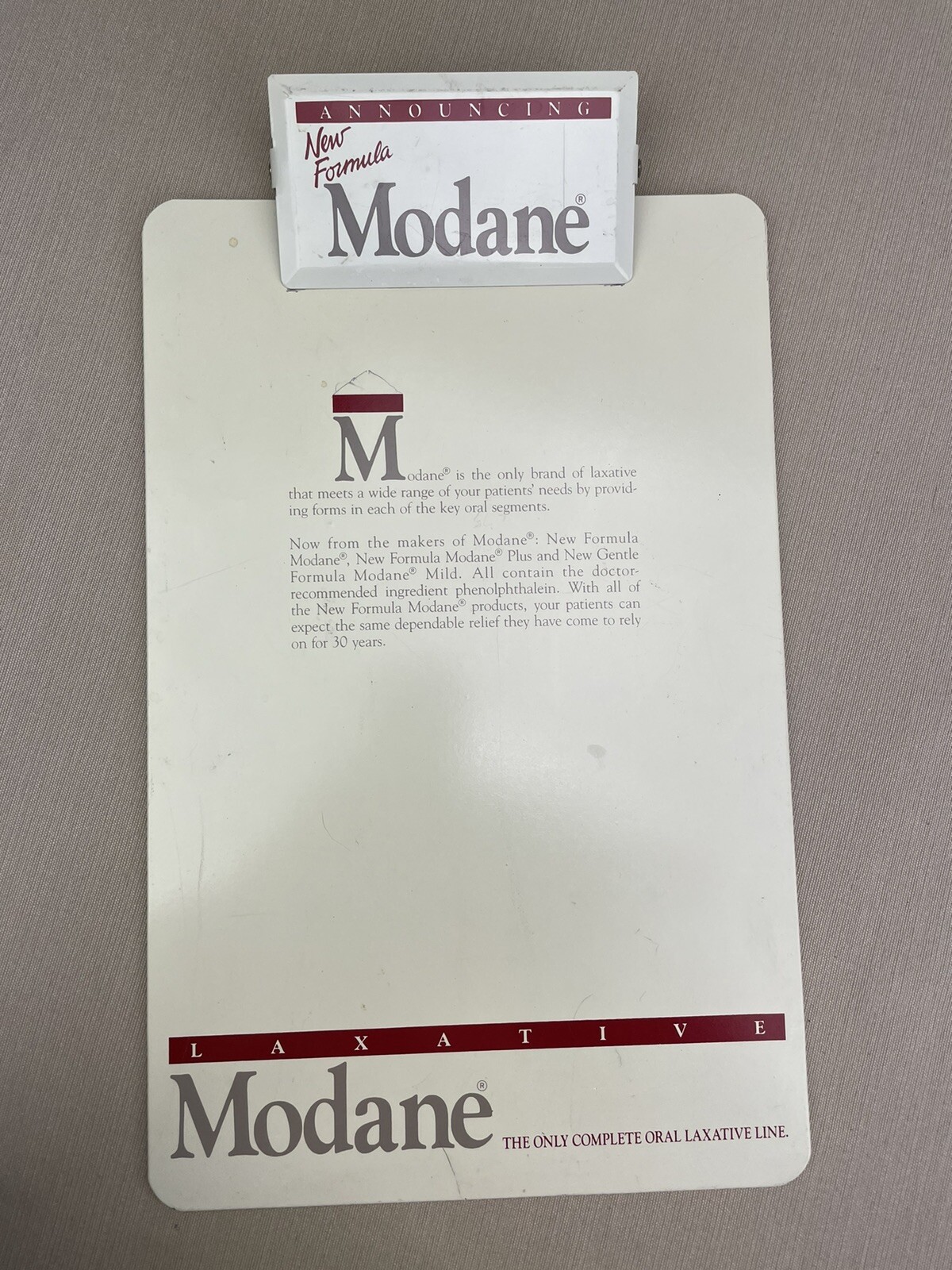 MODANE Laxative Clip Board Vintage Drug Rep Swag Advertising Promotional
