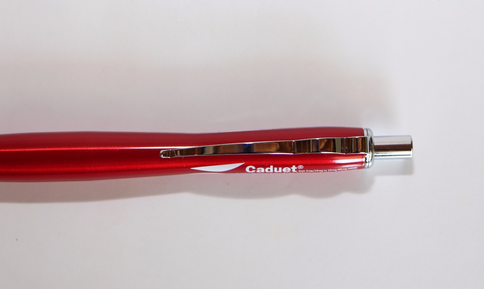 Drug Rep Pens Caduet Heavy Metal Crimson Red w/ Fancy Clip Absolute Beauty
