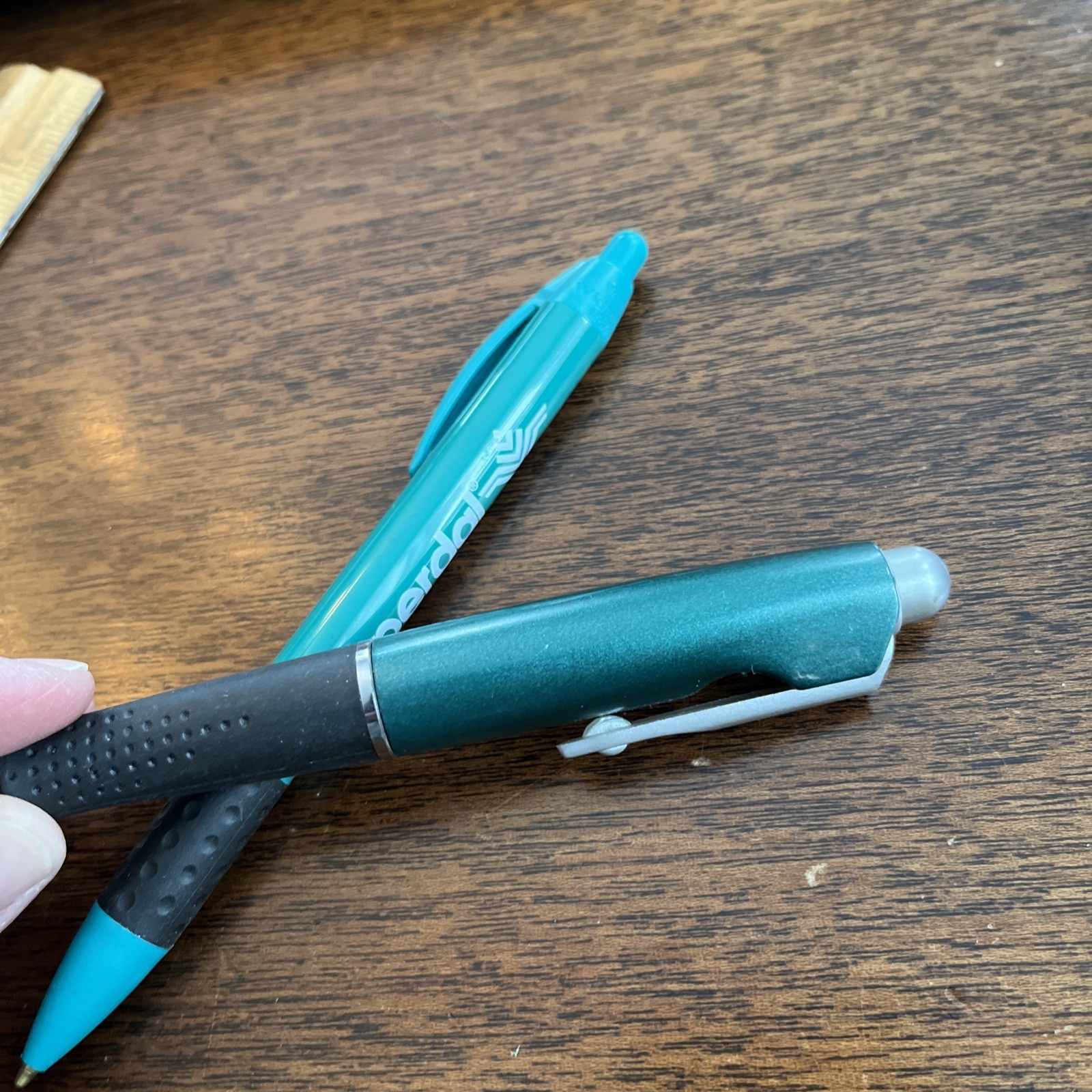 Lot of 2 Risperdal Medical Drug Rep Pharmaceutical Pens Working Teal Silver Bic