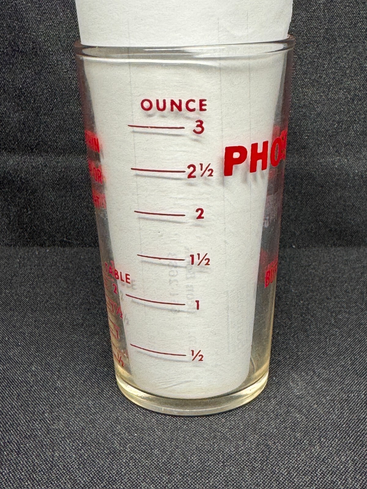 Vintage Hazel Atlas Glass PHOSPHO SODA Buffer Laxative Advertising Dosing Glass