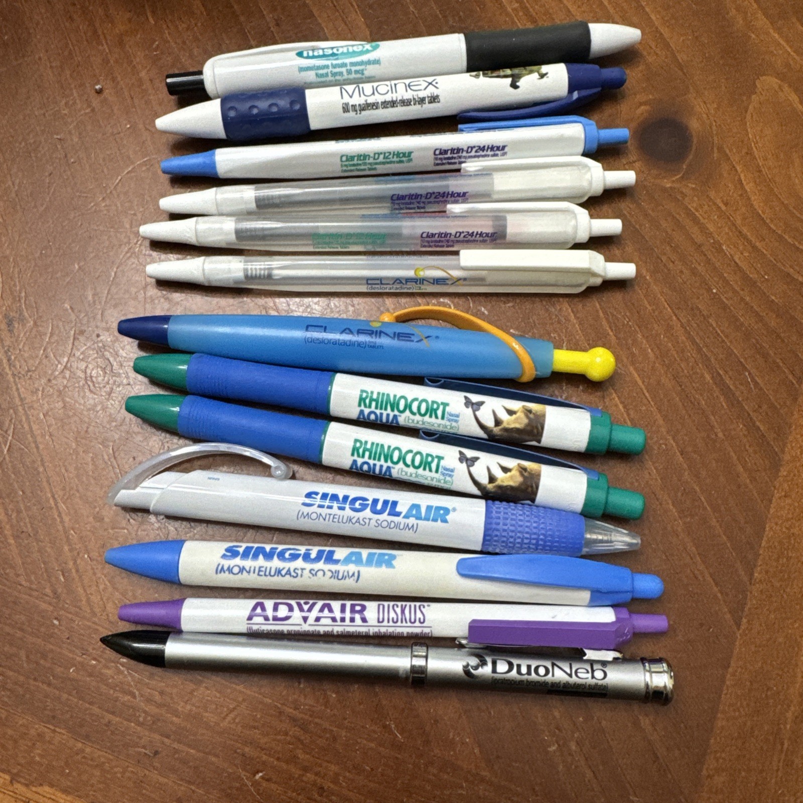 Lot 13 Metal, Plastic, allergy and inhaler Pharmaceutical Drug Rep Pens