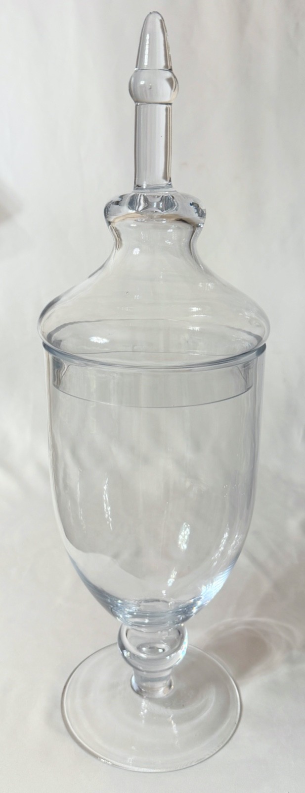 Large Clear Glass Apothecary Counter Display Jar with Large Fenial Lid 19.5″