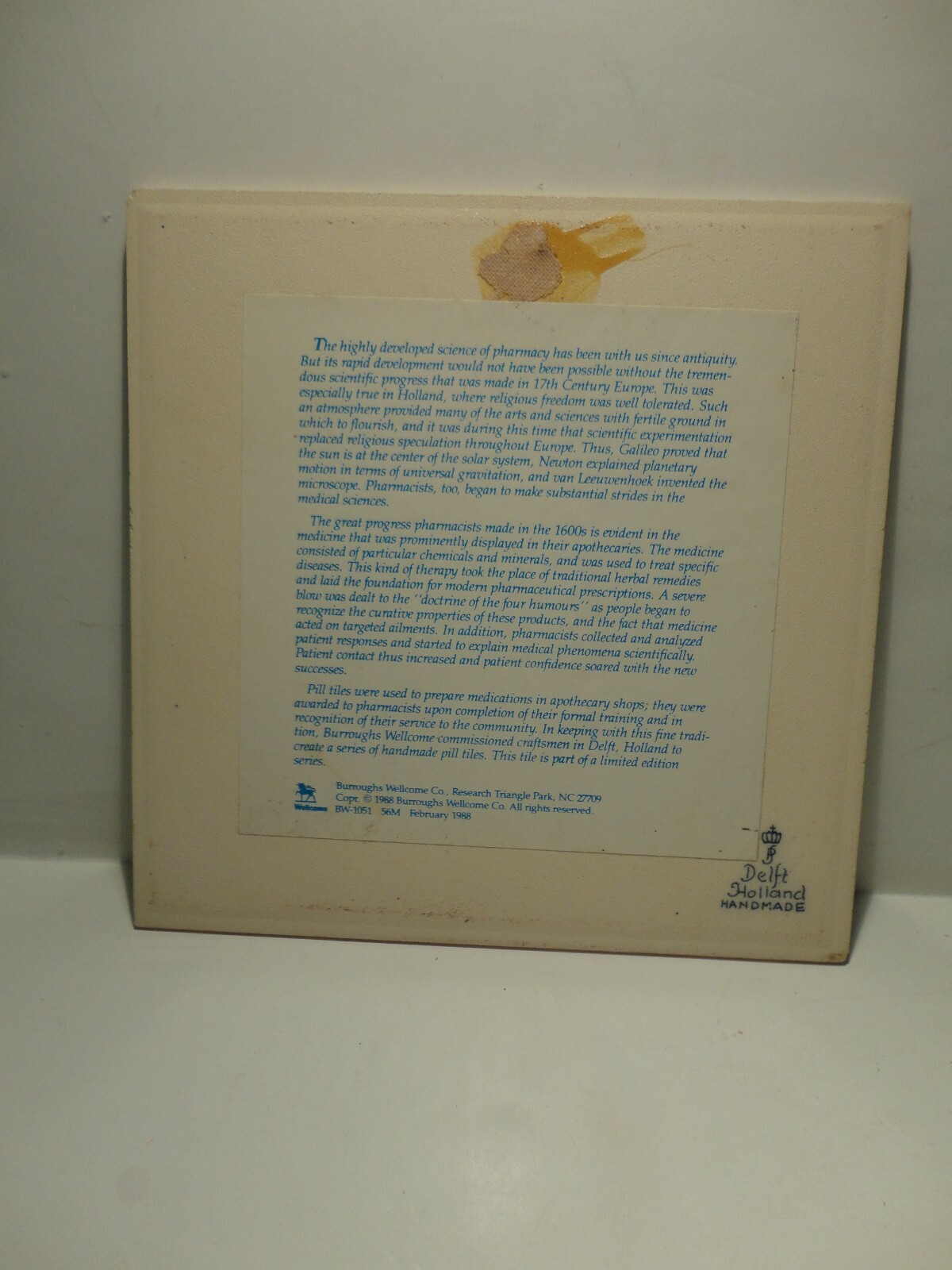 BURROUGHS Pharmaceutical English Pill Tile Pharmacy Apothecary Set Delft 5 of 12